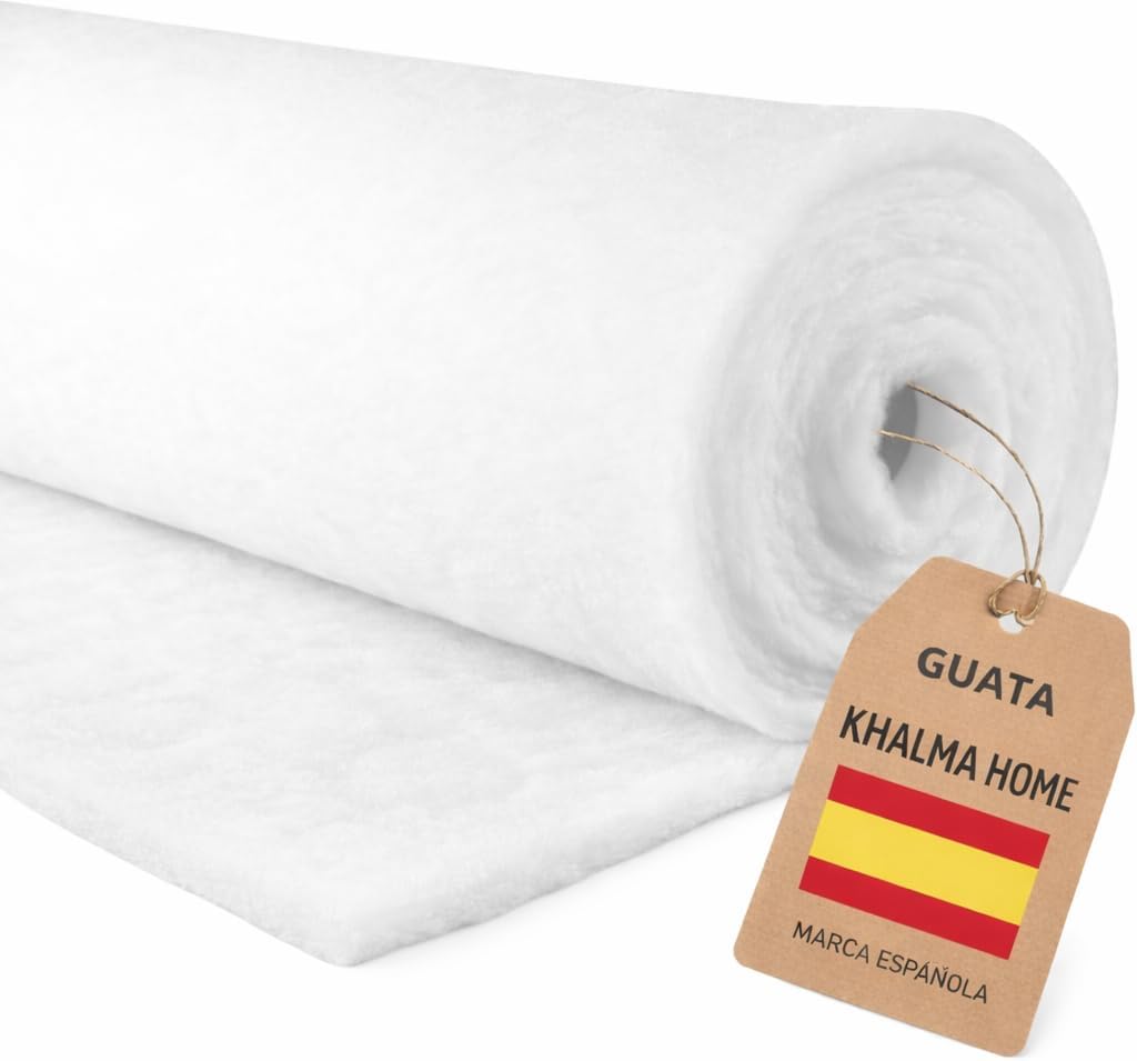 Guata para Acolchar por Metros (180 g/m² – 160 cm Ancho) Relleno de Microfibra Suave y Fino, Ideal para Manualidades, Peluches, Cojines, Almohadas y Edredones.