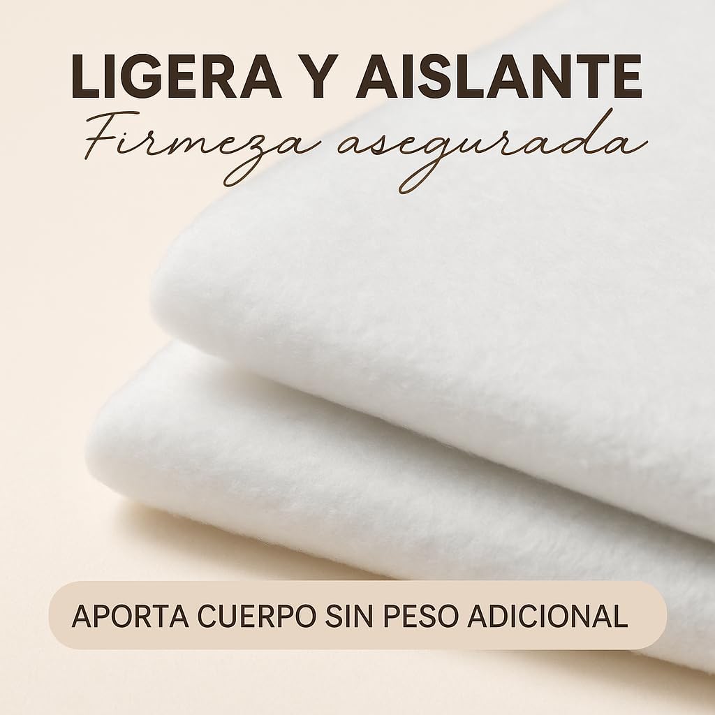 Guata para Acolchar por Metros (180 g/m² – 160 cm Ancho) Relleno de Microfibra Suave y Fino, Ideal para Manualidades, Peluches, Cojines, Almohadas y Edredones.